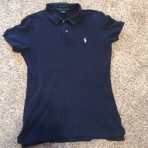 Ladies Ralph Lauren Skinny Polo Navy Size L